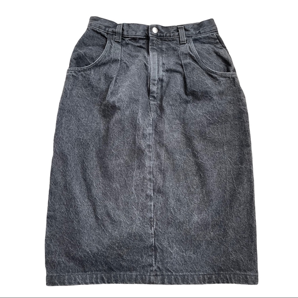 Vintage Carlyle Black Denim Pencil Skirt USA Made Size 11 Fits Modern 4 S